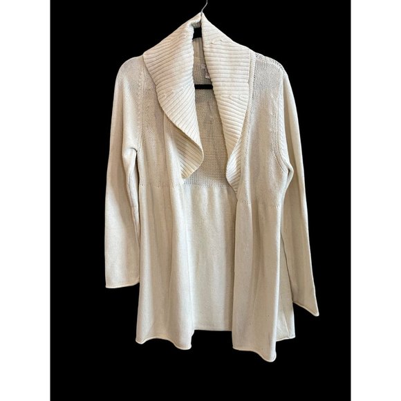 Sundance Knit Sweater Long Cardigan Ivory Shawl Collar M/L Cotton Nylon - Picture 6 of 16